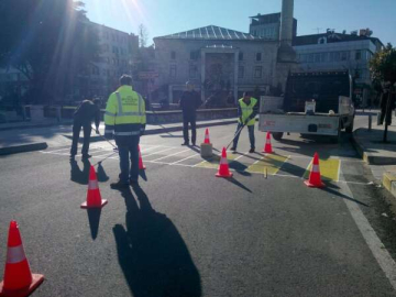Trafikte işaretleme Çalışmaları Devam Ediyor