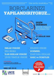 Ünye Belediyesi’nden Yapılandırma Fırsatı