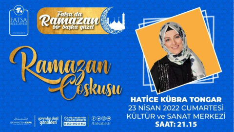 Ünlü Aile Danışmanı ve Yazar Hatice Kübra Tongar 23 Nisan’da Fatsa’ya Geliyor