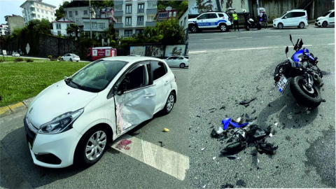 OTOMOBİL İLE MOTOSİKLET ÇARPIŞTI: 2 YARALI