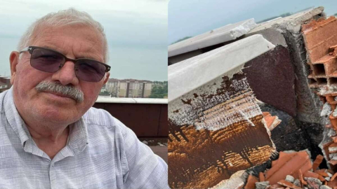 BİNANIN ÇATISINA YILDIRIM DÜŞTÜ