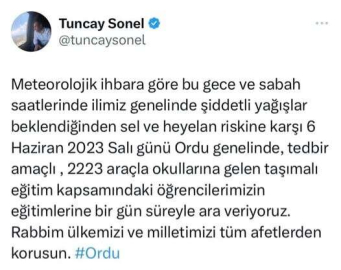TAŞIMALI EĞİTİME 1 GÜN ARA
