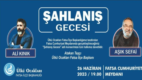 Ali Kınık ve Aşık Sefai konseri bu akşam