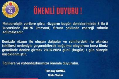 DENİZE GİRMEK YASAKLANDI