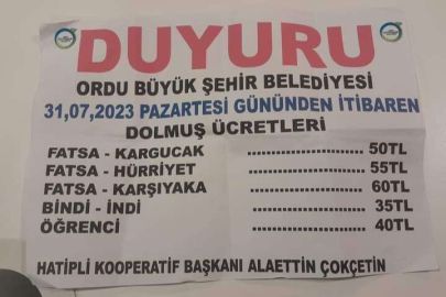 KÖY DOLMUŞLARINA DA ZAM GELDİ