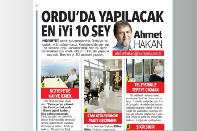 AHMET HAKAN'IN KALEMİNDEN ORDU