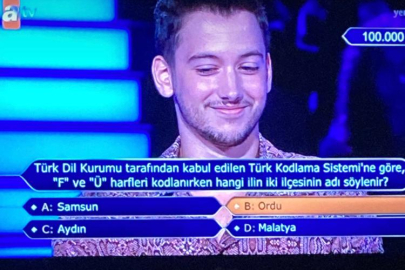 KİM MİLYONER OLMAK İSTER'DE ORDU SORUSU SORULDU