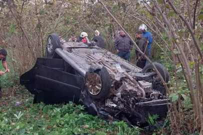 OTOMOBİL FINDIK BAHÇESİNE UÇTU