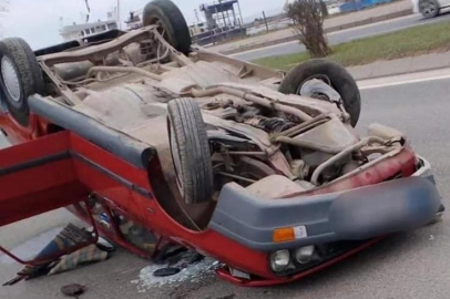 TAKLA ATAN OTOMOBİLDEN YARA ALMADAN KURTULDU