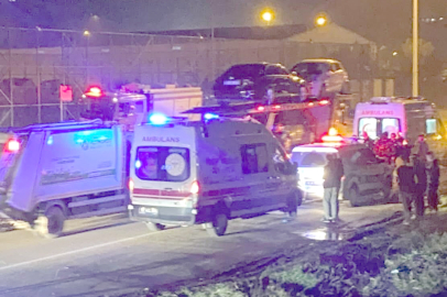 KAZA NOKTASINDA TIR OTOMOBİLE ÇARPTI