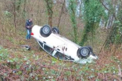 KONTROLDEN ÇIKAN ARAÇ BAHÇEYE UÇTU!