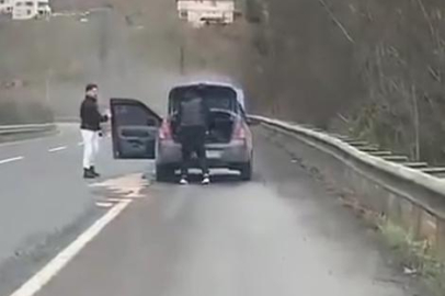 OTOMOBİL ALEV ALDI!