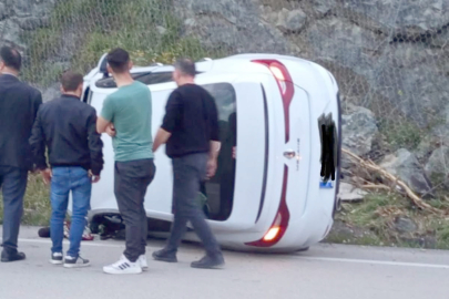 KONTROLDEN ÇIKAN ARAÇ DEVRİLDİ!