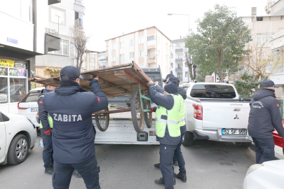KALDIRIM İŞGALLERİNE ZABITADAN MÜDAHALE