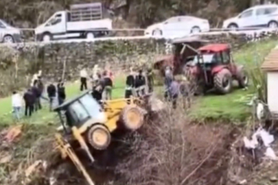 İŞ MAKİNASI FACİANIN EŞİĞİNDEN DÖNDÜ!