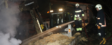 AHIR’DA ÇIKAN YANGIN HAYVANLARI TELEF ETTİ