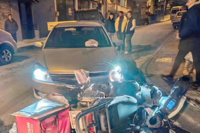 OTOMOBİL İLE MOTOSİKLET ÇARPIŞTI: 1 YARALI